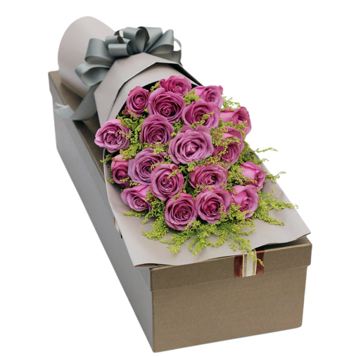 19 Purple Roses in Luxury Box