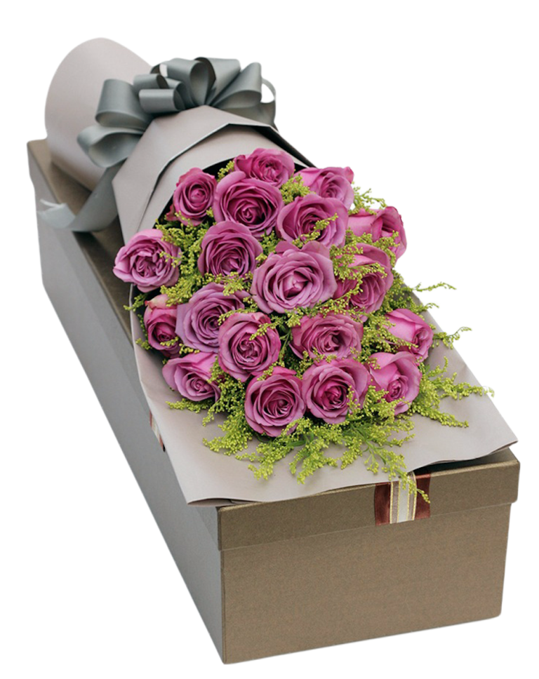 19 Purple Roses in Luxury Box