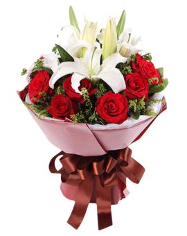 11 Red Roses with 4 lilies
