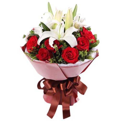 11 Red Roses with 4 lilies
