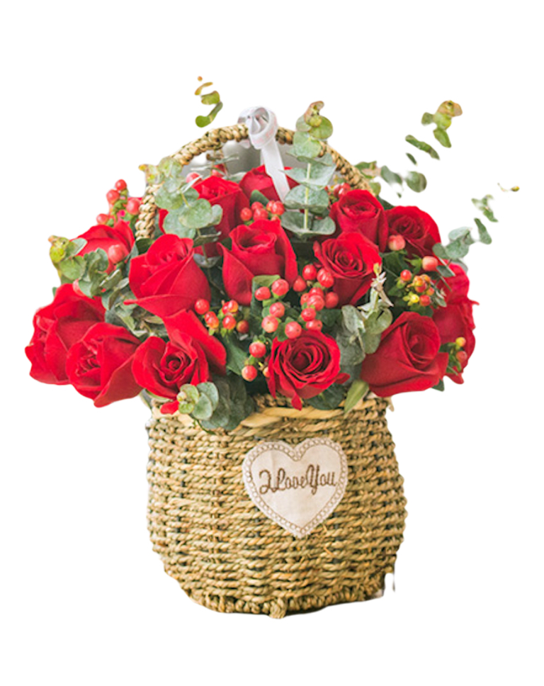 20 Red Roses in Basketa