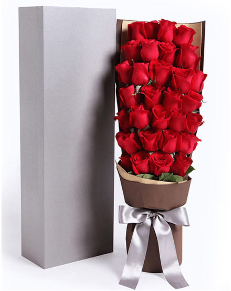 33 Red Roses in luxury boxa