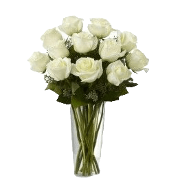 Dozen White Roses in Vase