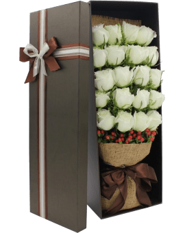 20 White Roses in Luxury Box