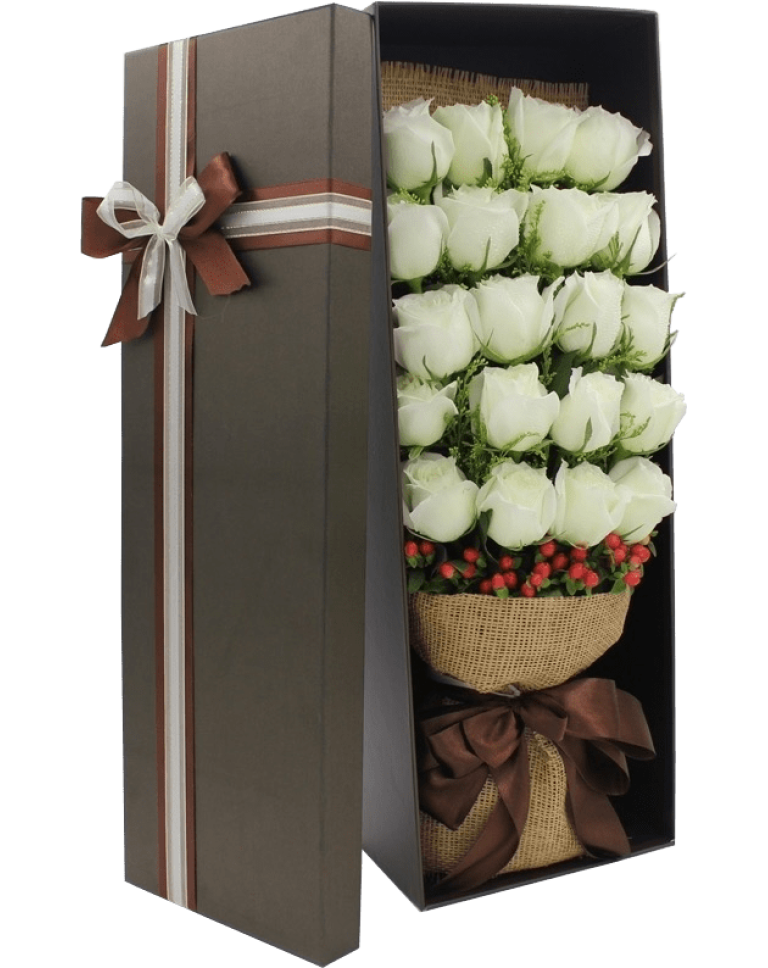 20 White Roses in Luxury Box